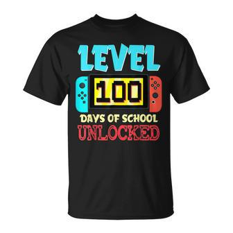 Level 100 Days Of School Unlocked Gamer Video Games Boys V14 T-shirt - Thegiftio