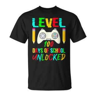 Level 100 Days Of School Unlocked Gamer Video Games Boys V15 T-shirt - Thegiftio