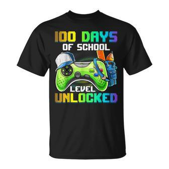 Level 100 Days Of School Unlocked Gamer Video Games Boys V17 T-shirt - Thegiftio