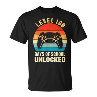 Level 100 Days Of School Unlocked Gamer Video Games Boys V18 T-shirt - Thegiftio