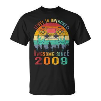 Level 14 Unlocked Awesome Since 2009 14 Year Gamer Birthday T-shirt - Seseable
