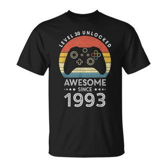 Level 30 Unlocked Awesome Since 1993 Videogame 30Th Birthday Unisex T-Shirt | Mazezy UK