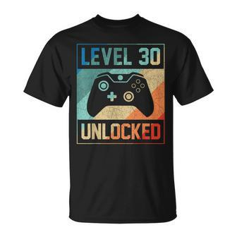 Level 30 Unlocked Shirt Video Gamer 30Th Birthday Gifts Tee Unisex T-Shirt | Mazezy