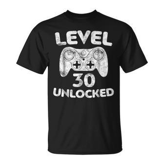 Level 30 Unlocked Video Gamer 30Th Birthday Gift Unisex T-Shirt | Mazezy