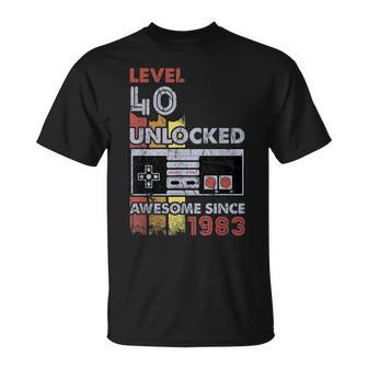 Level 40 Unlocked Gamer 40Th Birthday Gift Video Game Lovers Unisex T-Shirt | Mazezy