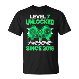 Level 7 Unlocked Awesome 2016 Birthday 7 Year Old Boy T-Shirt - Seseable