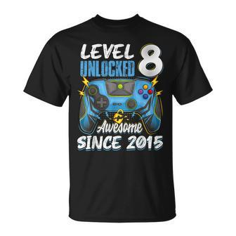 Level 8 Unlocked Awesome 2015 8Th Birthday Boy Video Games Unisex T-Shirt | Mazezy