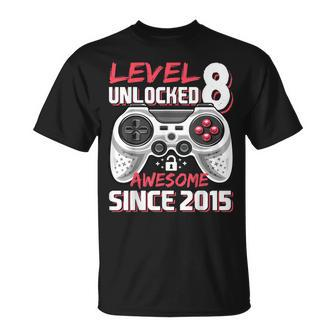 Level 8 Unlocked Awesome 2015 Video Game 8Th Birthday Boy Unisex T-Shirt | Mazezy