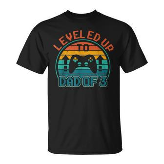 Leveled Up To Dad Of 3 Gaming Daddy Again Vintage T-Shirt - Seseable
