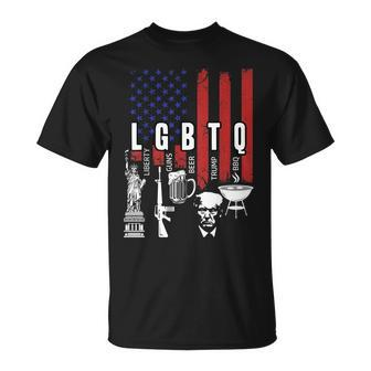 Lgbtq Liberty Guns Bible Trump Bbq Usa Flag Vintage Unisex T-Shirt | Mazezy CA