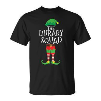 Library Squad Elf Library Assistant Christmas Party Pajama T-shirt - Thegiftio UK