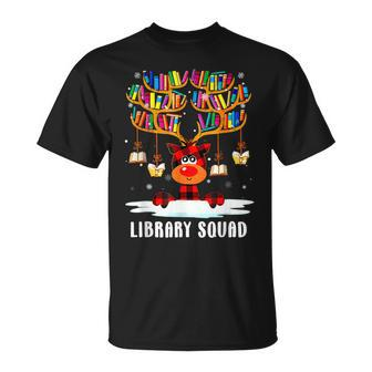 Library Squad Reindeer Christmas Book Lover Pajama T-shirt - Thegiftio UK
