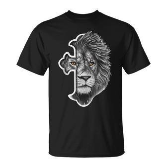 Lion Of Judah Lion Cross Jesus Christian T-Shirt - Seseable