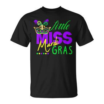 Little Miss Mardi Gras Jester Hat Mardi Beads New Orleans T-Shirt - Seseable