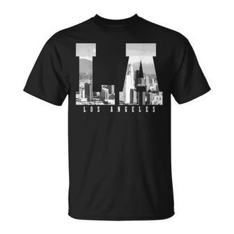 Los Angeles California La Skyline Pride Black White Vintage Unisex T-Shirt | Mazezy