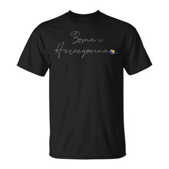 Love Bosna I Hercegovina Flag Heart Bosnia And Herzegovina Unisex T-Shirt | Mazezy UK