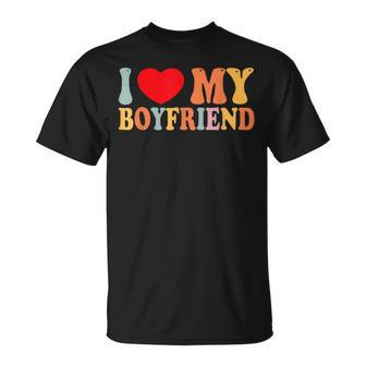I Love My Boyfriend Bf Red Heart Love Valentine Day T-Shirt - Seseable