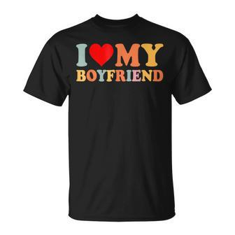 I Love My Boyfriend Valentine Red Heart Love Retro T-Shirt - Seseable