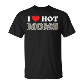 I Love Hot Moms I Heart Hot Moms Leopard Plaid T-Shirt - Seseable