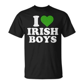I Love Irish Boys St Patricks Day Heart Shamrock T-shirt - Thegiftio UK