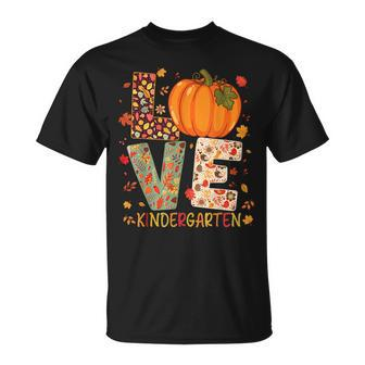 Love Kindergarten Happy Fall Thanksgiving Teacher T-shirt - Thegiftio UK