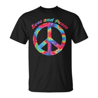 Love Peace 60Er 70Er Jahre Hippie Frieden Kostüm Tie Dye T-Shirt - Seseable