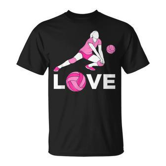 Love Volleyball Player Girl Game Lover Present Valentine Day T-Shirt - Seseable