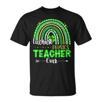 Luckiest Physics Teacher Ever Rainbow St Patricks Day T-Shirt - Seseable