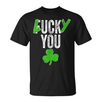 Lucky You Shamrock Irish Ireland St Patricks Day Vintage Unisex T-Shirt | Mazezy