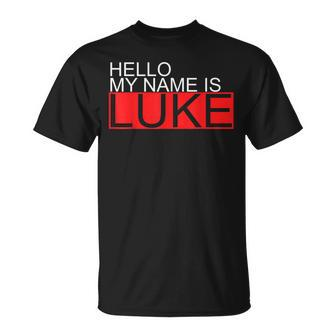 Luke Name Tag Men & Newborn Kids Hello My Name Is Luke T-Shirt