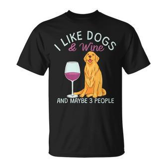 Lustig Ich Mag Hund Und Wein T-Shirt - Seseable
