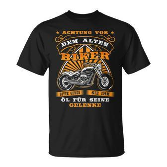 Lustiges Motorrad T-Shirt für Herren, Achtung Alter Biker Opa - Seseable