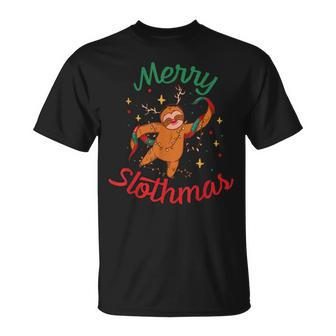 Lustiges Süßes Faultier Weihnachten V2 T-Shirt - Seseable