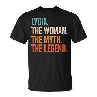Lydia The Woman The Myth The Legend First Name Lydia Unisex T-Shirt - Seseable