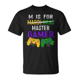 M Is For Master Gamer Video Game Mardi Gras Boys Kids T-Shirt - Seseable