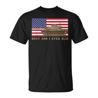 M60 A3 Tanker Tank Crew Best Job I Ever Had American Flag Unisex T-Shirt - Seseable