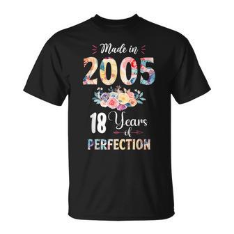 Made In 2005 Floral 18 Year Old 18Th Birthday For Girls T-shirt - Thegiftio UK