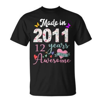 Made In 2011 Floral 12 Year Old 12Th Birthday T-shirt - Thegiftio UK