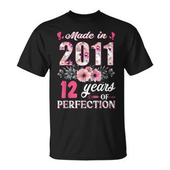 Made In 2011 Floral 12 Year Old 12Th Birthday T-shirt - Thegiftio UK