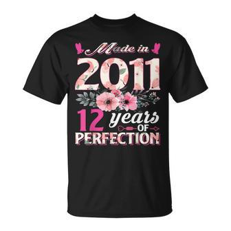 Made In 2011 Floral 12 Years Old 12Th Birthday T-shirt - Thegiftio UK