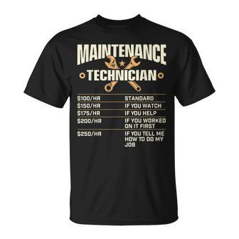 Maintenance Technician Hourly Rate Handyman Repair Worker T-Shirt - Seseable