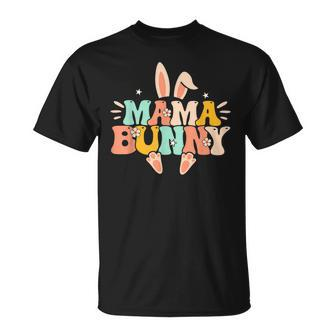 Mama Bunny Retro Groovy Bunny Mom Mommy Happy Easter Day Unisex T-Shirt | Mazezy UK