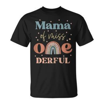 Mama Of Miss Onederful Boho Rainbow Daughter First Birthday Gift For Womens Unisex T-Shirt | Mazezy