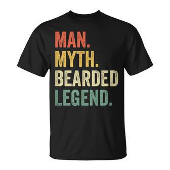 Mens Man Myth Bearded Legend Dad Beard Fathers Day Vintage T-Shirt - Seseable