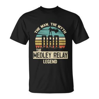 Man Myth Legend Dad Medley Relay Amazing Swimmer Gift Unisex T-Shirt - Monsterry