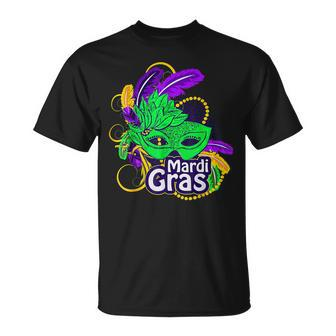 Mardi Gras Mardi Gras 2023 Beads Mask Feathers T-shirt