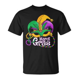 Mardi Gras Mardi Gras 2023 Beads Mask Feathers V2 T-shirt - Thegiftio UK