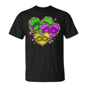 Mardi Gras Heart Fleur-De-Lys Symbol Mardi Gras T-Shirt - Seseable