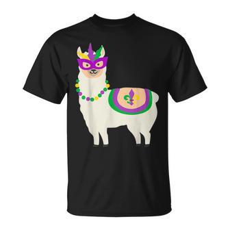 Mardi Gras Llama Carnival Fat-Tuesday Party T-Shirt - Seseable