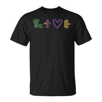 Mardi Gras Love Mardi Gras 2018 Glitter Effect T T-Shirt - Seseable